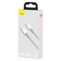 Kábel USB-C na Lightning Baseus s vysokou hustotou opletenia, 20 W, PD, 2 m (biely)