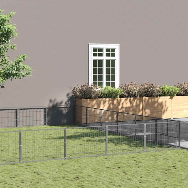 vidaXL Koterec pre psov strieborný 54 m² oceľ