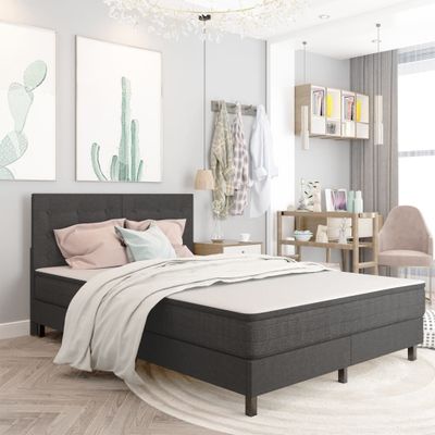 vidaXL Prešívané čelo postele tmavosivé 140x200 cm látkové