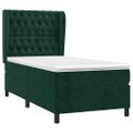 vidaXL Posteľný rám boxsping s matracom tmavozelený 90x200 cm zamat