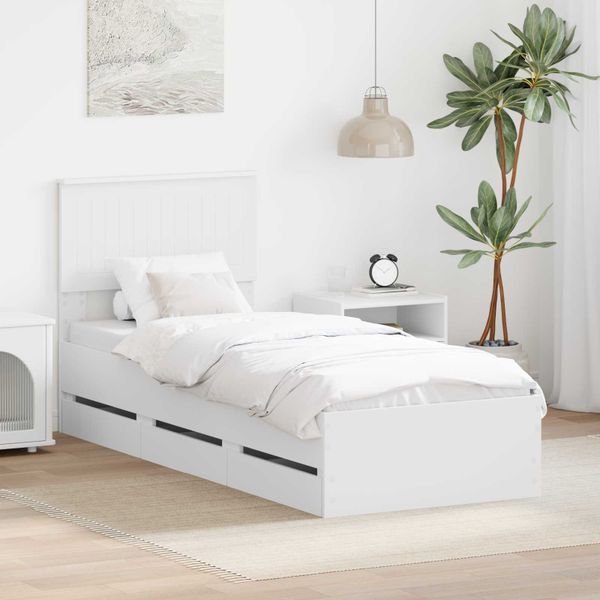 vidaXL Rám postele so zásuvkou Biela 75 x 190 cm Inžinierske drevo