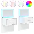 vidaXL Nástenné nočné skrinky s LED osvetlením 2 ks biele