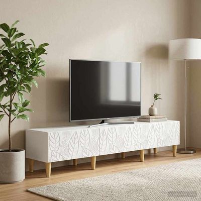 vidaXL TV skrinka 147 x 34,5 x 30 cm Biela Kompozitné drevo