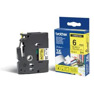 Brother -  Originálna kazeta s páskou TZE-611, žltá/čierna, šírka 6mm