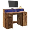 vidaXL Stôl s LED svetlami staré drevo 120x55x91 cm kompozitné drevo