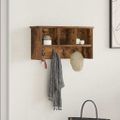 vidaXL Vešiak na stenu Nástenná montáž Dymová dub 50 x 16 x 26 cm
