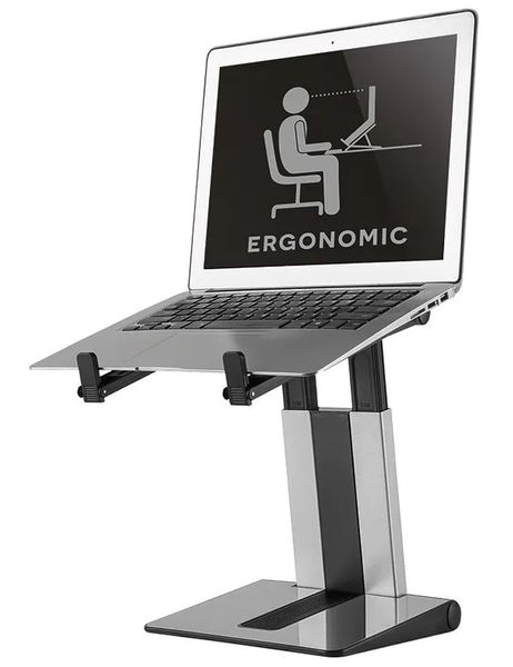 Neomounts NSLS200 / Notebookový stojan (ergonomický, prenosný, nastaviteľná výška) / Šírka, pre notebooky, 10"-17", nosnosť 5 kg, plast, 7 výškových poloh, strieborné čierne
