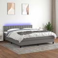vidaXL Posteľ boxsping s matracom a LED tmavosivá 160x200 cm látka