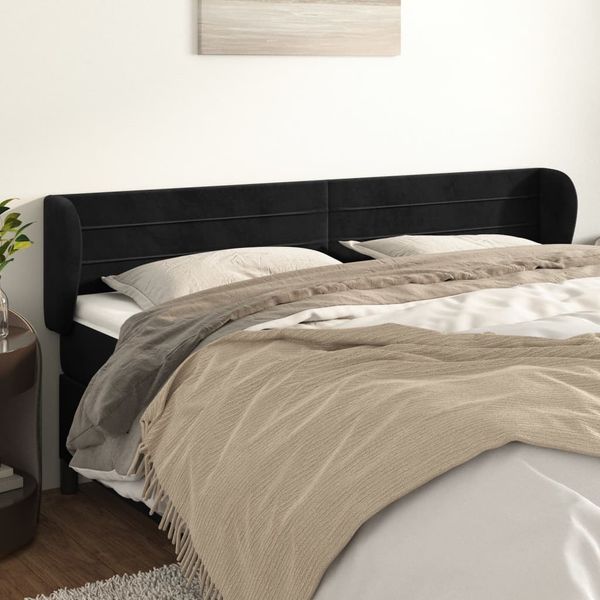 vidaXL Čelo postele so záhybmi čierne 203x23x78/88 cm zamat