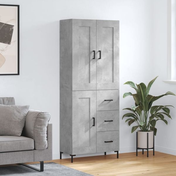 vidaXL Vysoká skrinka betónová sivá 69,5x34x180 cm spracované drevo