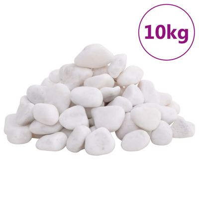 vidaXL Leštené kamienky 10 kg biele 2-5 cm
