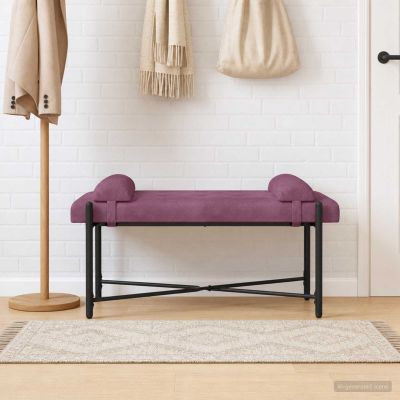 vidaXL Lavica s gombíkmi a vankúšmi Fialová 110 x 40 x 46 cm Zamat