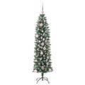 vidaXL Umelý chudý vianočný strom Zelená a biela 150 cm