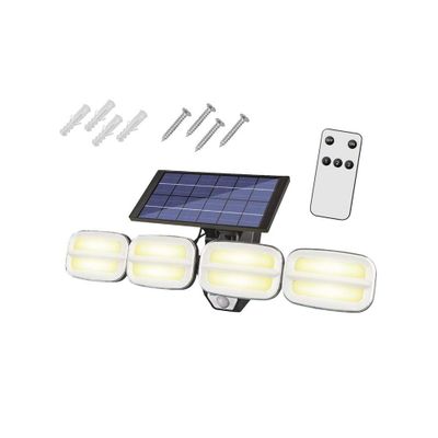 Solárne nástenné svietidlo s nastavením a diaľkovým ovládaním 8 LED COB 800lm PIR IP65 4800mAh