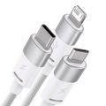 Kábel USB 3v1 Baseus série StarSpeed, USB-C + Micro + Lightning 3,5A, 1,2 m (biely)