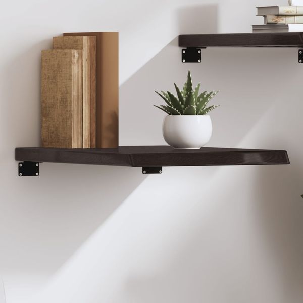 vidaXL Nástenná polica tmavohnedá 40x60x(2-4) cm ošetrený dubový masív