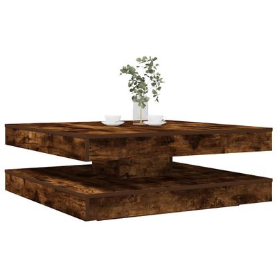 vidaXL konferenčný stolík otočný o 360 stupňov dub dymový 90x90x34,5cm