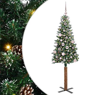 vidaXL Úzky vianočný stromček s 150 LED-i so stojanom Zelená 150 cm