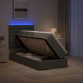 vidaXL LED úložná posteľ s matracom Tmavosivá 100 x 200 cm Látka