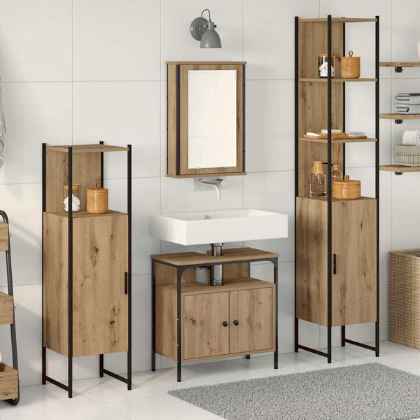 vidaXL Sada kúpeľňového nábytku 4 pcs dub artisan Kompozitné drevo