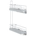 vidaXL Vysúvacie drôtené košíky 2 poschodia strieborné 47x12x56 cm