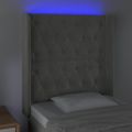 vidaXL Čelo postele s LED bledosivé 83x16x118/128 cm zamat