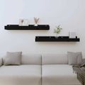 vidaXL Nástenné skrinky 2 ks čierne 80x12x9 cm masívna borovica