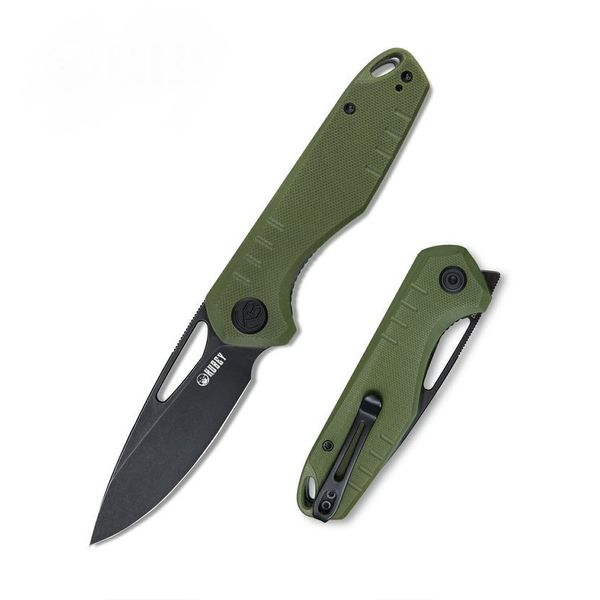 Kubey KU324C Doris Green Black vreckový nôž 8,3 cm, čierna, zelená, G10, spona