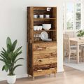 vidaXL Highboard Staré drevo 69,5 x 32,5 x 180 cm Kompozitné drevo