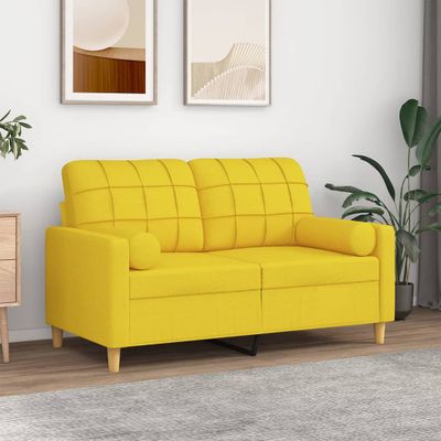 vidaXL 2-miestna pohovka s vankúšikmi svetložltá 120 cm látka