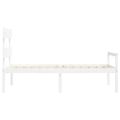 vidaXL Posteľ pre seniorov s čelom, biela, jednolôžko, drevený masív