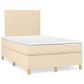 vidaXL Boxspring posteľ s matracom krémový 120x200 cm látka