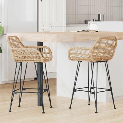 vidaXL Barová stolička 2 pcs 55 x 52 x 92 cm Ratan a železo