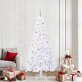 vidaXL Umelý vianočný stromček s 300 LED-i Biela 210 cm PVC a oceľ