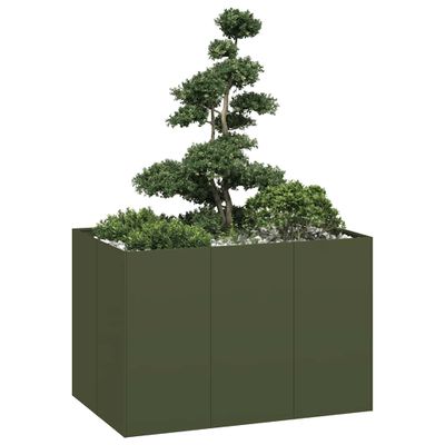vidaXL Kvetináč olivovozelený 120x80x80 cm oceľ