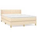 vidaXL Boxspring posteľ s matracom krémový 140x190 cm látka