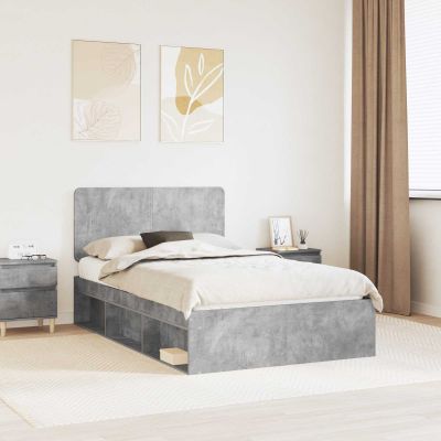 vidaXL Rám postele Betónová šedá 135 x 190 cm Masívne borovicové drevo