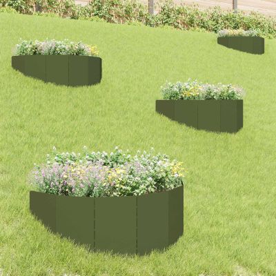vidaXL Obrubník trávnika 4 ks 100 x 45 cm Oceľ Olivovo zelená