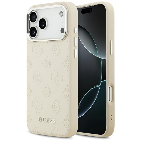 Puzdro Guess Peony Hot Stamp Script MagSafe pre iPhone 17 Pro Max béžová