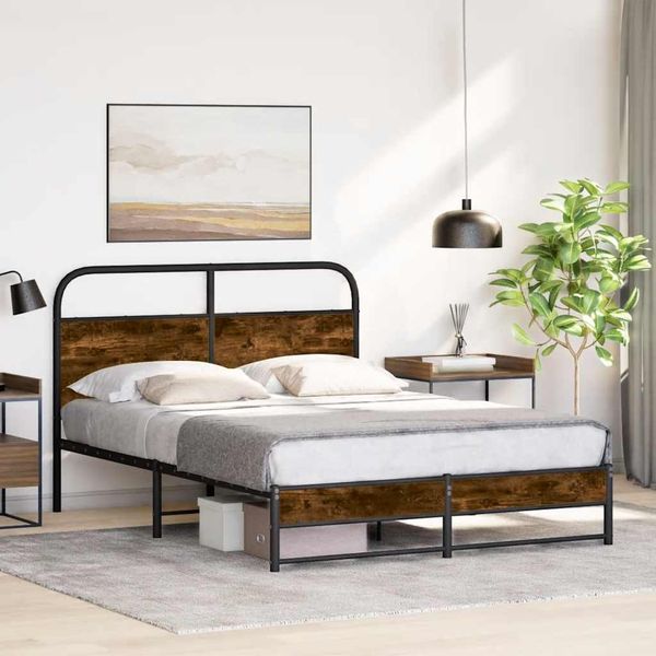 vidaXL Posteľný rám bez matraca 120x200 cm dymový dub kompozitné drevo
