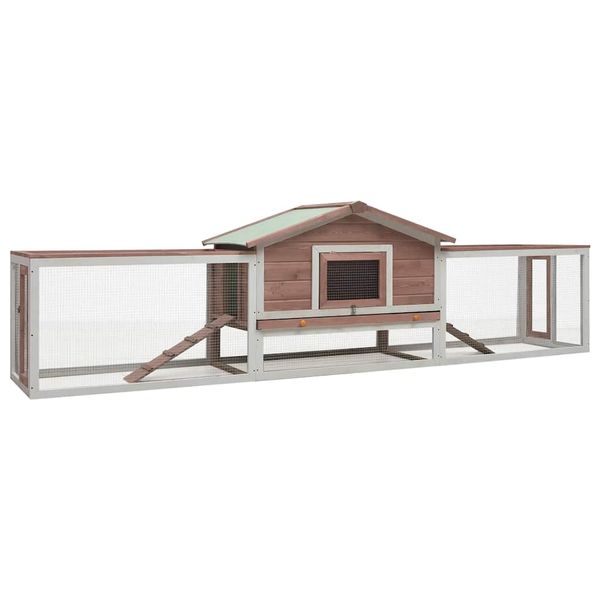 vidaXL Králikáreň, mokka 310x70x87 cm, borovicový a jedľový masív
