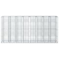 vidaXL Gabiónová vyvýšená posteľ 4 ks 330 x 50 x 150 cm Strieborná