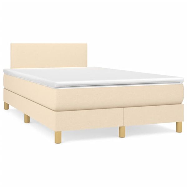 vidaXL Boxspring posteľ s matracom a LED krémová 120x190 cm látka