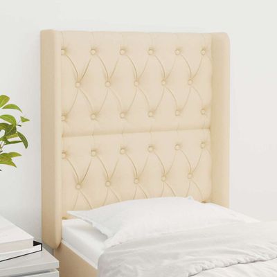 vidaXL Čelo postele so záhybmi krémové 83x16x118/128 cm látka