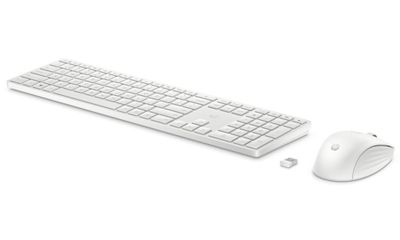 HP 655 Wireless keyboard mouse White Set klávesnice a myš, bezdrátové 2,4GHz, 20 programovatelných kláves, 4000 dpi, recyklované materiály 60%, bílá