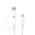 Forever recyklačný kábel 2v1 1,5m 3A USB-C - USB-C + USB-A KR2W1-00 biely