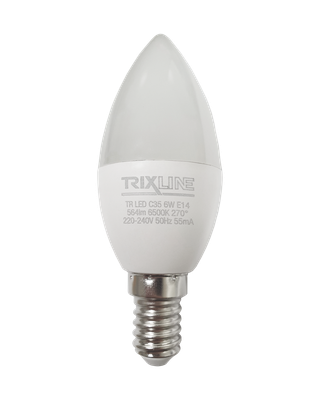 LED žiarovka 6W 564lm E14 C35 studená biela Trixline