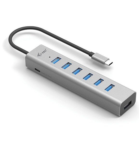 i-tec USB-C Charging Metal HUB 7 Port USB Hub, externý, USB typ C na 7x USB 3.0, kovový, sivý