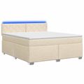 vidaXL Posteľ s boxspringom a matracom a LED Krémová 160 x 200 cm
