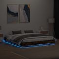 vidaXL Rám postele s LED svetlami dymový dub 200x200 cm